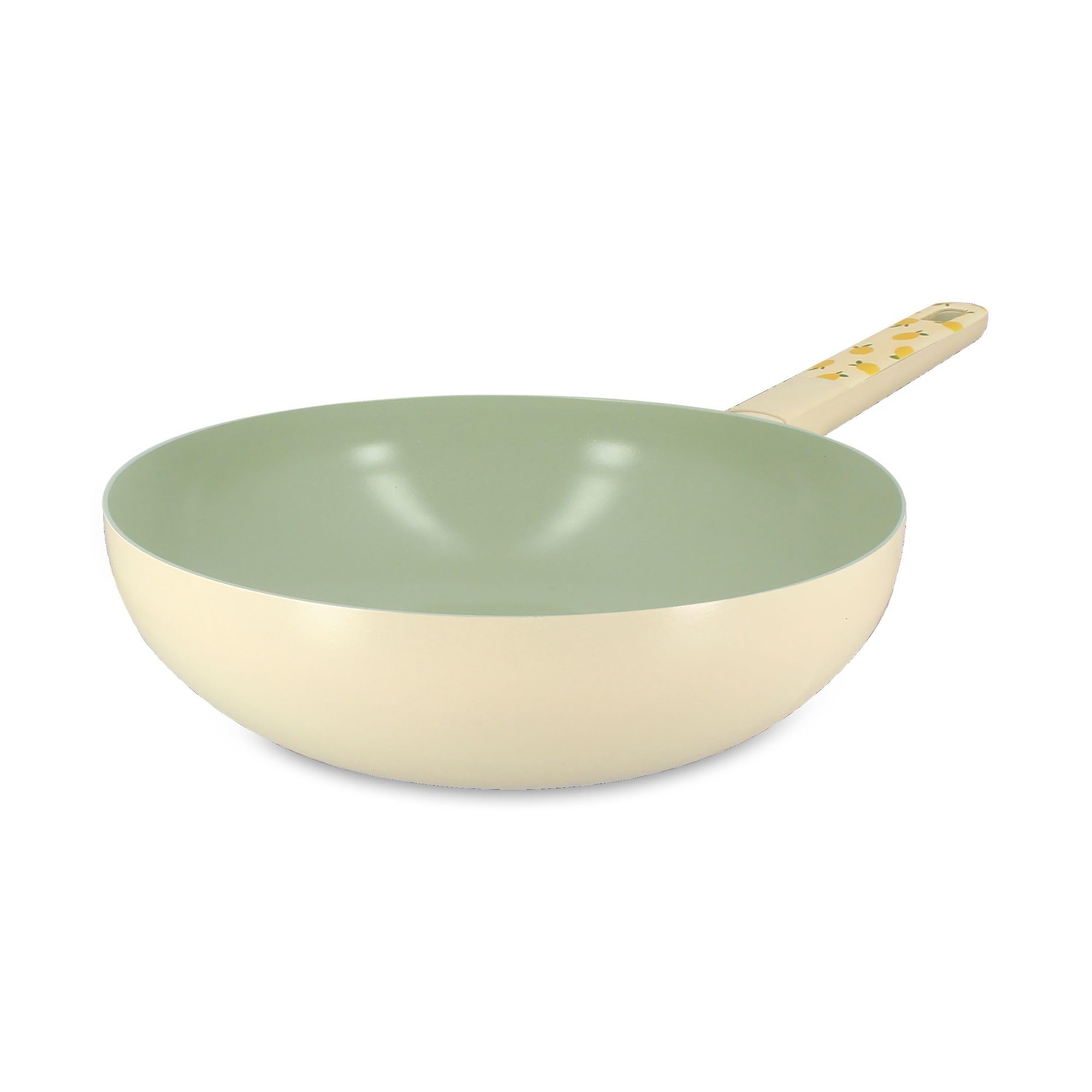 MENASTYL Wok Citron 28cm, wok aluminium, poignée bakélite
