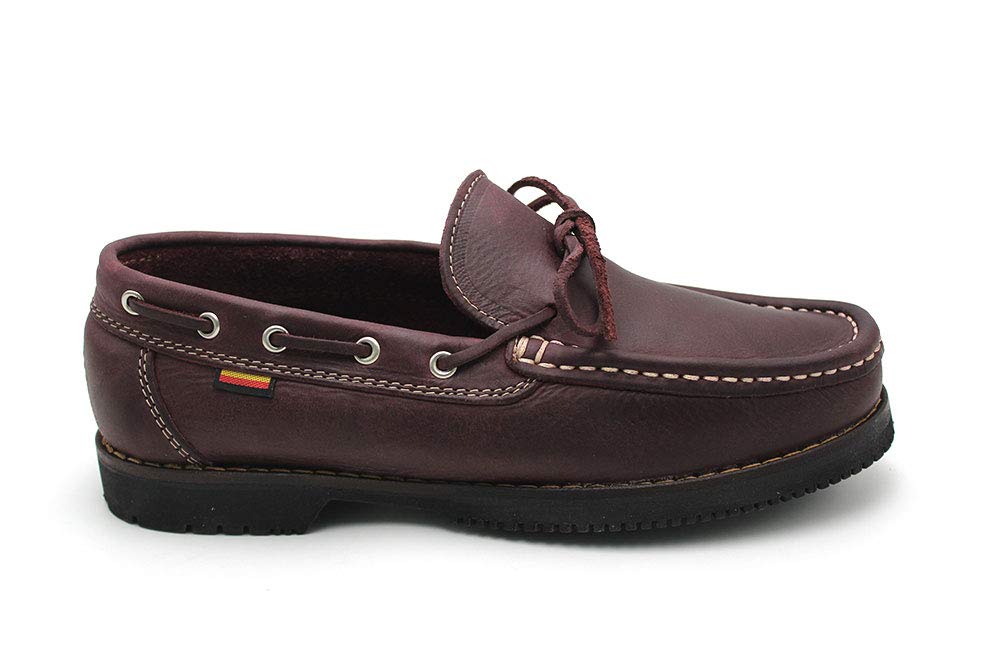 Zapato náutico, de Piel con Cordones y Suela de Goma, Hecho en españa, para: Hombre