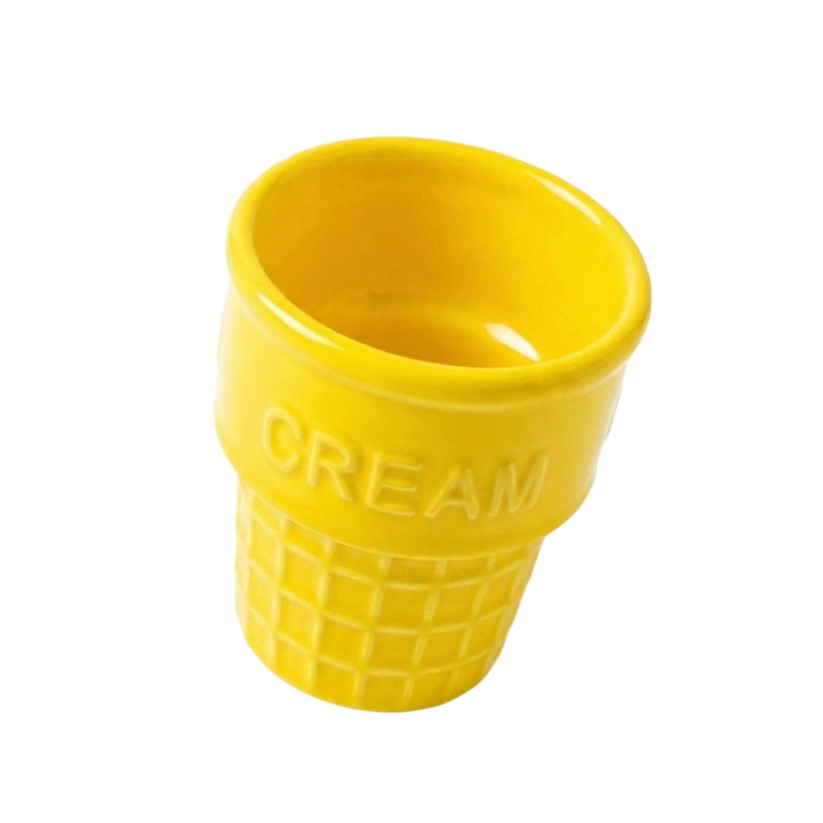 Qisuw Ceramic Ice Cream Bowl Fun Cone Shape Sundae Dessert Container Perfect for Candy Fruit and Yogurts Creative Kitchen Accessories