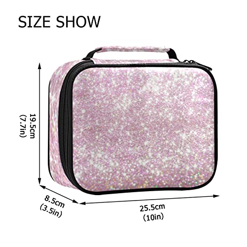 Xigua Pink Glitter Sequins Double Zipper Colored Pencil Case 96 Slots Pen Pencil Bag With Bag Large Capacity Pencil With Handle Strap Handy Colored Pencil Box #TOP1