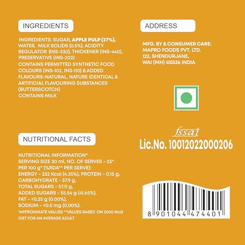 Image of Mapro Butterscotch Flavoured Apple Crush, 750Ml, Gluten Free
