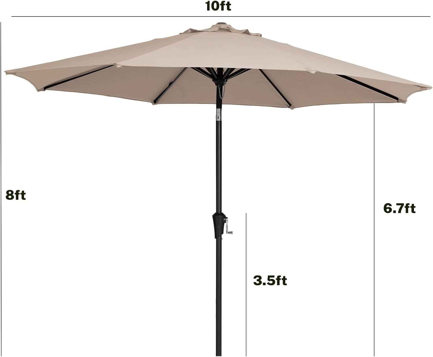 MEWAY 10ft Patio Umbrella Large Market Outdoor Garden Table Deck Pool Backyard Fishing Sunshade Umbrella with Push Button Tilt, Crank and UV Protection(10 ft, Beige)