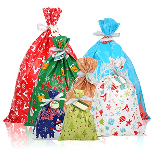 Amazing ๐ฅ Christmas Bags with 25 Yard Silver Ribbon, 7PCS Present Wrapping Bag, Christmas Treats Goody Bags for Holiday Party Favor, Large Medium Small Amazing ๐ฅ Christmas Bags with 25 Yard Silver Ribbon, 7PCS Present Wrapping Bag, Christmas Treats Goody Bags for Holiday Party Favor, Large Medium Small