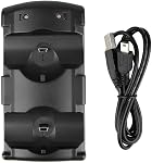 PS3 Controller Dual Charger Dock Stand for Sony Playstation 3 PS Move Controller Wireless Dualshock 3 Charging 2 USB PS3 Cable Compatible Ports with LED Indicators Black