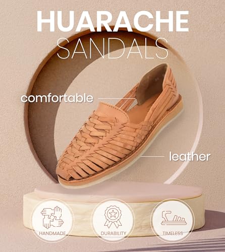 Image of Macarena Collection Womens Shoes Leather Sandal Flat for Women | Huarache Handmade Mexican Sandals | Comfortable & Stylish Womens Sandals 3050