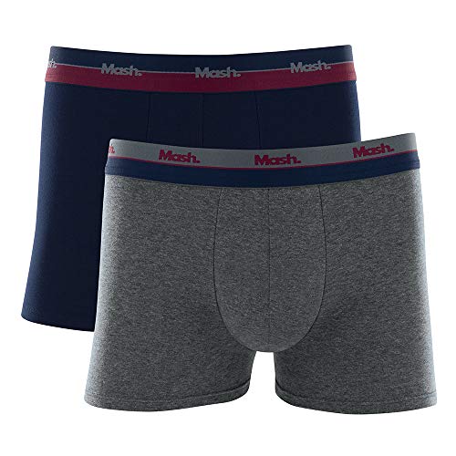 Kit 2 Cuecas Boxer, Mash, Masculino, Azul Marinho/Cinza Escuro, P