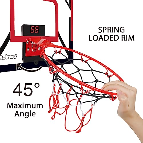 Meland Basketball Hoop Indoor - Mini Basketball Hoop For Door With Electronic Scoreboard, 4 Balls & Air Pump, Basketball Gifts For 5,6,7,8,9,10,11,12 Year Old Boys Toys Teen Kids (Electronic) #TOP3
