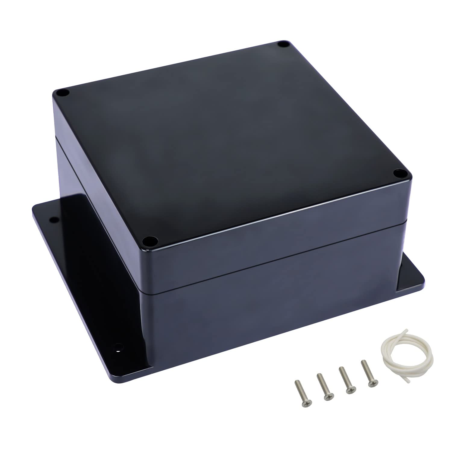 LMioEtool Junction Box IP65 Waterproof Dustproof ABS Plastic Universal Electric Project Enclosure with Fixed Ear Black 6.3x6.3x3.5 inch (1pc)