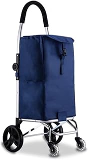 LAKIKAxtc Platform Trucks Shopping Cart Trolley with Climb Stairs Wheels and Bag for Shopping Camping (Color : Blue)