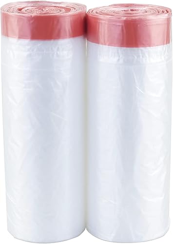 Yuright Bolsas de basura transparentes para césped y hojas de 30 galones con cordón, 60 unidades