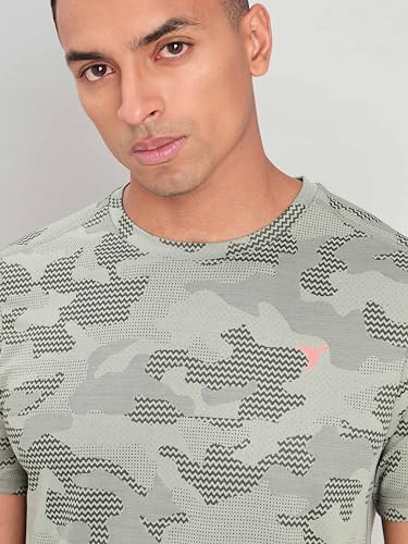 Image of TECHNOSPORT Men Polyester Regular Fit Half Sleeve Jacquard T-Shirt with Double Cool, Quick Dry & Anti Microbial for Sports, Running & Casual Use