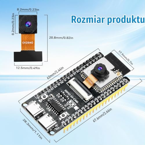 diymore Do ESP32 CAM Development Board, do ESP32-S3-WROOM CAM WiFi/Bluetooth, do ESP32-S3-N16R8 DC 5 V Dual Core, 2640 Camera TF Card Module