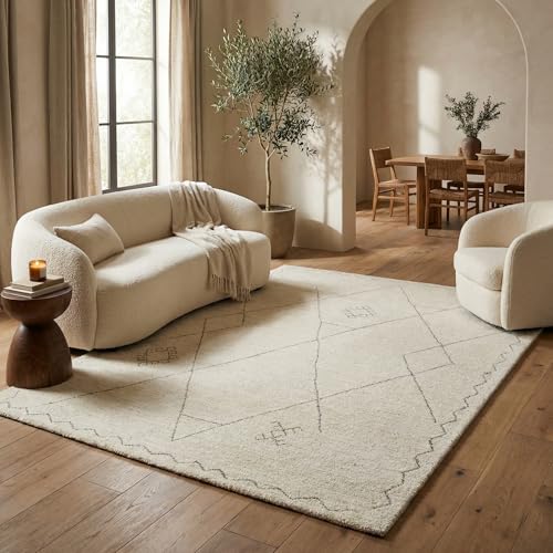 Rug Branch Nivara 4' x 6' (3'11" x 5'7") Beige/Cream Boho Indoor Area Rug, Contemporary, Medium Pile, Stain-Resistant Carpet - Living Room, Bedroom, Dining Room, and Kitchen by Rug Branch - Used condition - CA$65.34