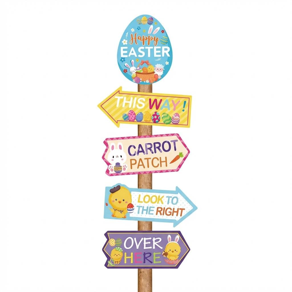 Merishopp Bunny Lawn Decoration Weather Resistant Easter Bunny Yard Sign Cute Easter Yard Stake for Children, Homeowners, Spring Celebrations, Entryway 1 Piece-image-39