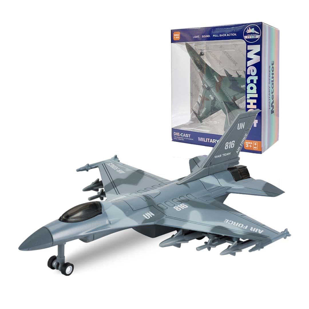 Breatoi: 1:400 Scale Twin-Engine Jet Fighter Model with Light & Sound – Premium Die-Cast Metal Collectible (F-16 Type)