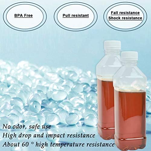 16 Pcs 250ml Empty Plastic Juice Bottles(162x48x48mm),Food Grade PET Reusable Square Drink Containers with White Lids,for Storing Homemade Beverages Juices Water