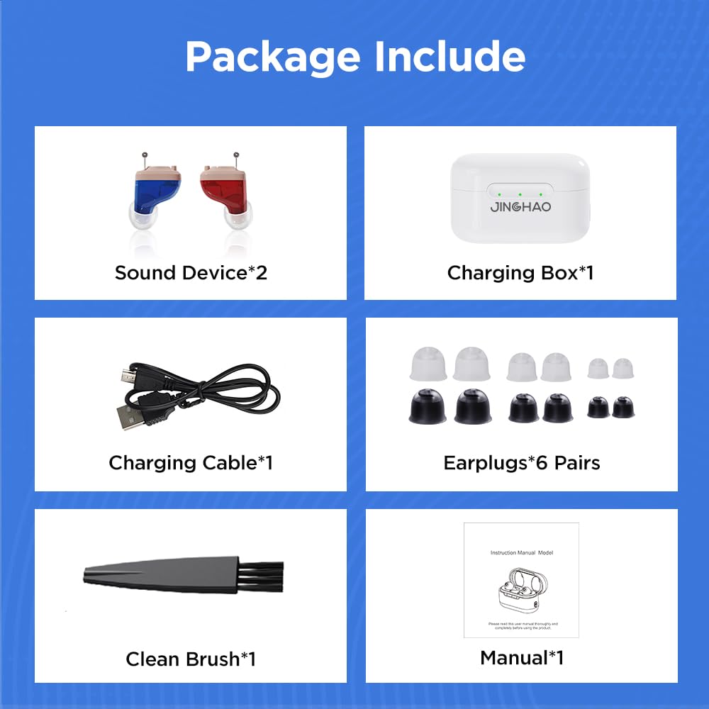 JINGHAO Amplificateur De Son Réchargeables Paires Complètes avec Boîtier de Chargement Portable(Droit & Gauche)