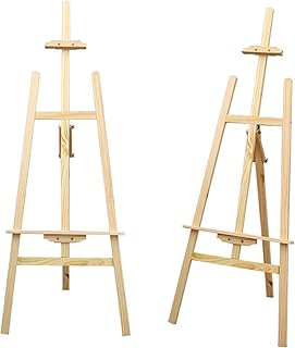 حامل خشبي فني ناعم قابل للطي من خشب الصنوبر للوحات الرسم والسبورة السوداء (اللون: اصفر، مقاس: مقاس موحد)