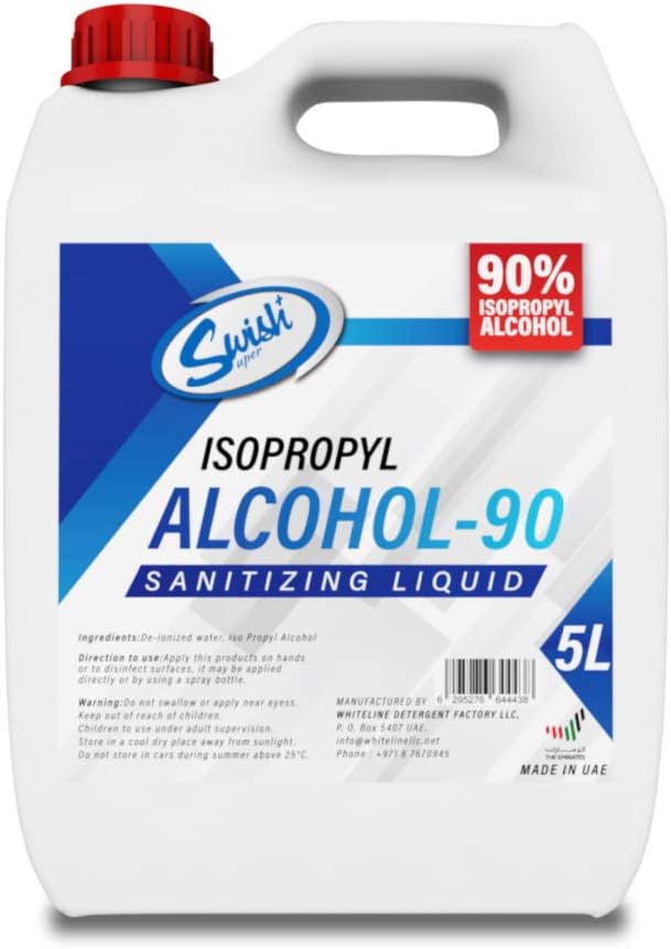 Swish Super (R) Sanitizing Liquid (Isopropyl Alcohol 90%) 5 Litre | Instant Hand Sanitizer & Surface Disinfectant
