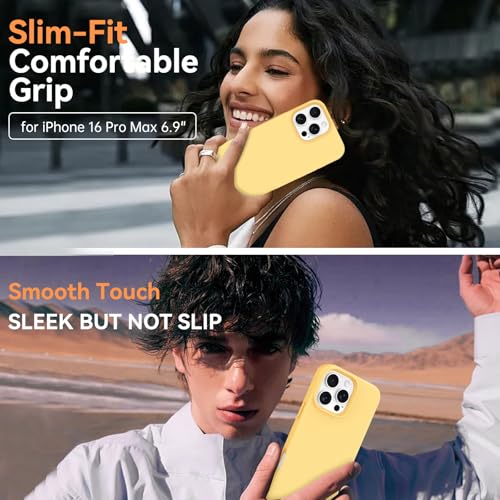 BENTOBEN Magnetic for iPhone 16 Pro Max Case 6.9", Compatible with Magsafe Silky Liquid Silicone Slim Soft Full-Body Shockproof Protective Women Girl Men Phone Cover for iPhone 16 Pro Max, Yellow by BENTOBEN - Used condition - Image 4