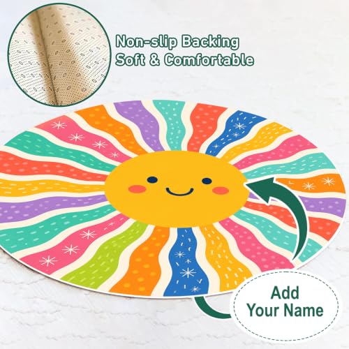 Wheel of Feelings and Emotions Round Rug, Mental Health Educational Rug for Classroom, Calming Rug, Emotions Feeling, Carpet ABC Feelings for Kids Therapist Back to School Gifts (ST05) - Image 9