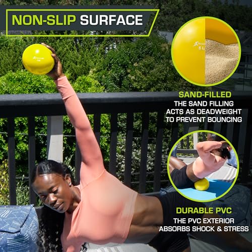 ProsourceFit Weighted Toning Exercise Balls for Pilates, Yoga, Strength Training and Physical Therapy, 5 lb, Yellow by ProsourceFit - Image 3