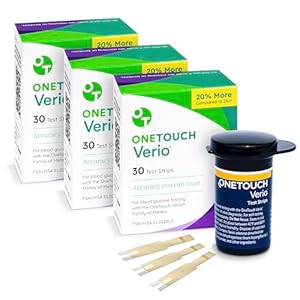 OneTouch Verio Test Strips for Diabetes Value Pack – 90 Count | Diabetic Test Strips for Blood Sugar Monitor | Home Self Glucose Testing | 3 Boxes, 30 Test Strips Per Pack