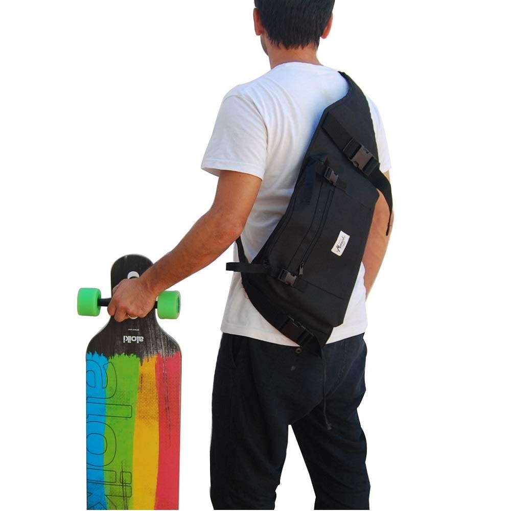 Sac à Dos pour Donner Le Longboard, Surf Skate ou Skateboard Complet, idée de Cadeau Saint Valentin. Couleur Noir