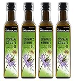 Kräuterland Schwarzkümmelöl 4x250ml oder 1L ungefiltert kaltgepresst mühlenfrisch - direkt vom Hersteller