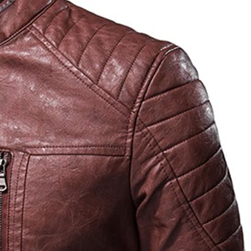 Chaqueta de cuero sintético para hombre estilo bomber miniatura 2
