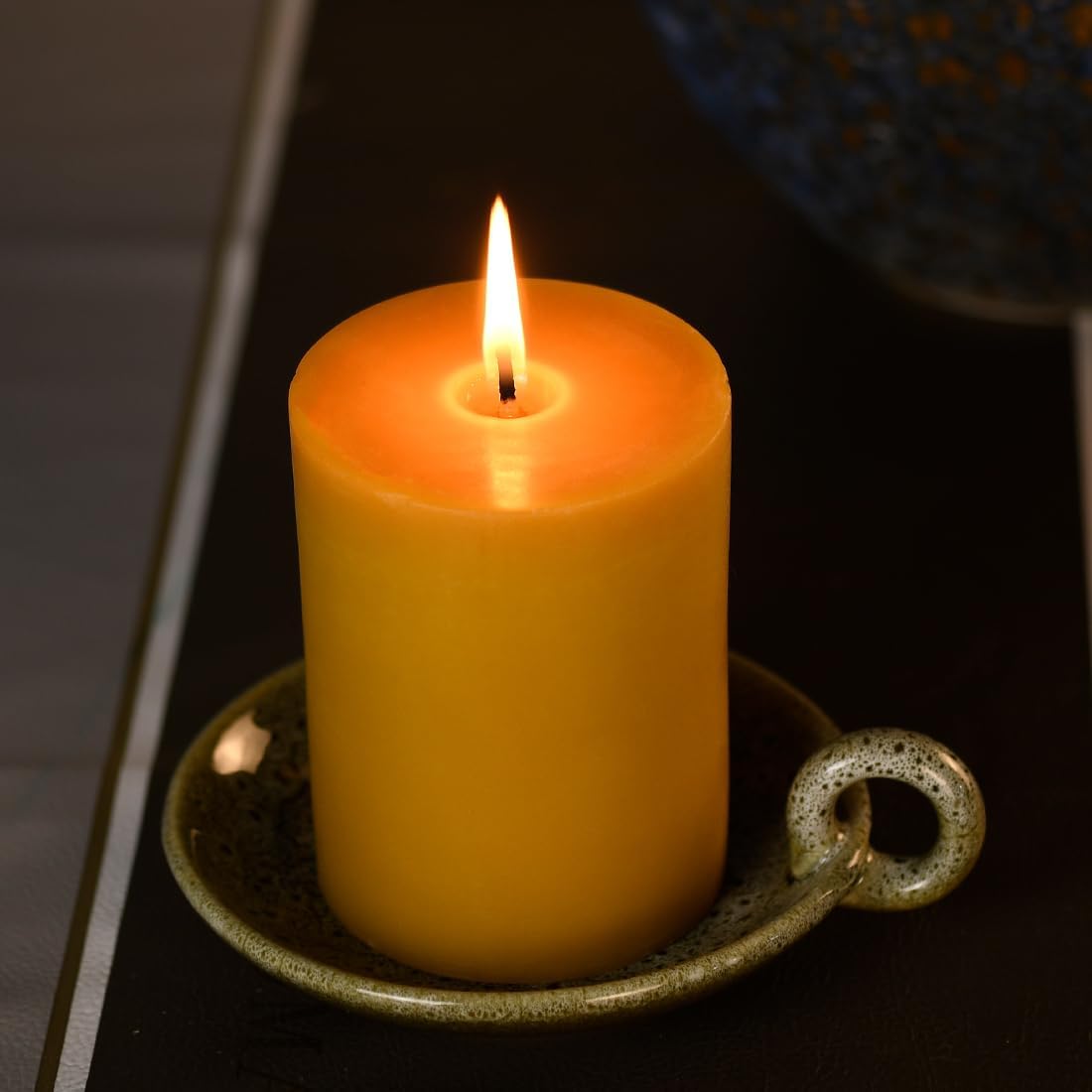 Beeswax Pillar Candles 3x4 Inch 3 Pack, Pure Natural Beeswax Candles - Unscented, Long Lasting Burn Time, Smokeless and Dripless