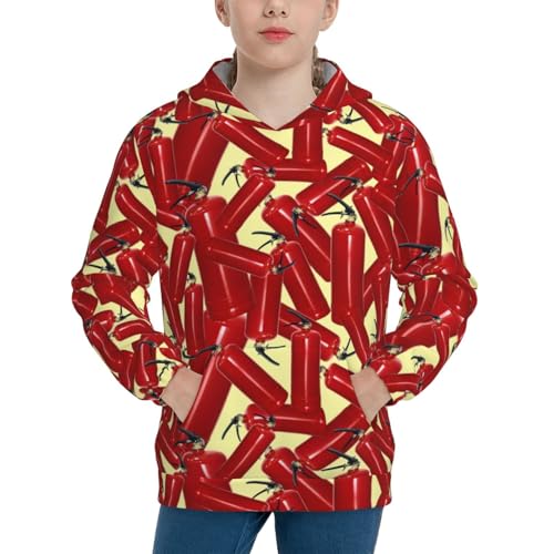 Fire Extinguisher Kids Pullover Hoodies Boys Sweatshirts Girls Athletic Clothes with Pocket