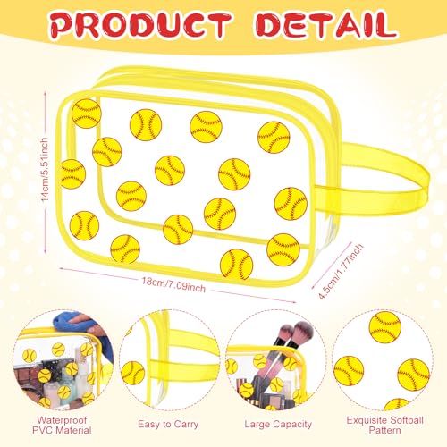 SilTriangle 12 Pcs Softball Clear Makeup Bag with Zipper Bulk Sport Goodie Clear PVC Pouch Organizer Waterproof Travel Case for Woman Team Gifts Birthday Decorations Supplies by SilTriangle - Image 2