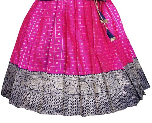 Image of New South Indian Traditional Pattu Pavadai Tapeta Silk Lehenga Choli For Girls Dress