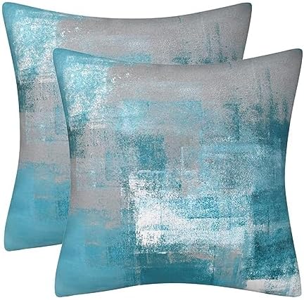 DILOXNSU Set of 2 Cushion Covers 45 x 45 Double-Sided Black White Velvet Modern Abstract Art Square 18 x 18 Inches Pillowcases for Sofa Livingroom Bed Room