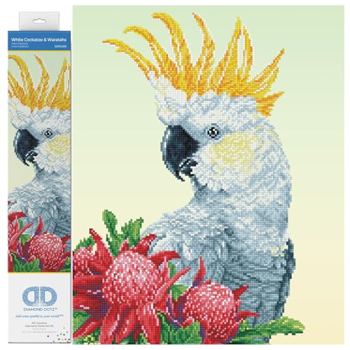 DIAMOND DOTZ DD10.059 - Original 5D Diamond Painting Set Kakadu, Kreativset mit 13.446 Diamant Mosaiksteinen, Malset ca. 41x51 cm, Detailreiches DIY Komplettset für Erwachsene und Kinder ab 8 Jahren, Mittel