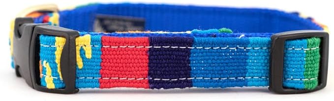 A Tail We Could Wag Side Release Dog Collar - Handmade Guatemalan Cotton Weave with Colorful Patterns & Quick Release Buckle | Fiesta, Large