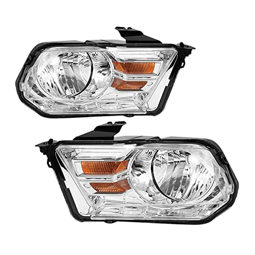JSBOYAT Headlight Assembly Replacement for 2010-2014 Ford Mustang Driver and Passenger Side (Chrome Housing)
