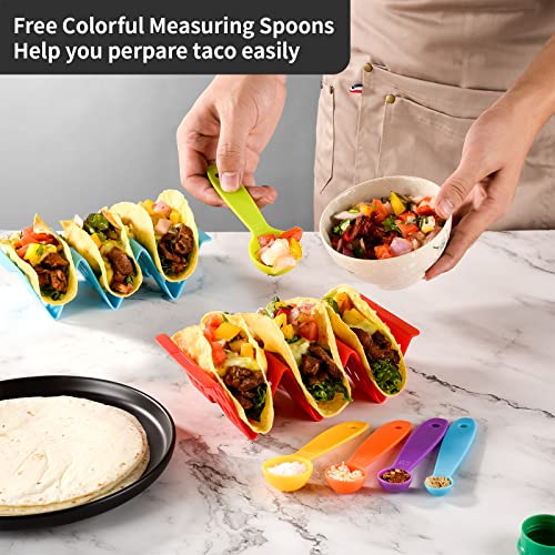 Premium Large Taco Holder Stand, Colorful Holders Set of 6 or 4 for 3 Tacos, Soft or Hard Shell Holder, Street Rack, Tray Plates, BPA Free, Dishwasher&Microwave Safe - Thumbnail 6