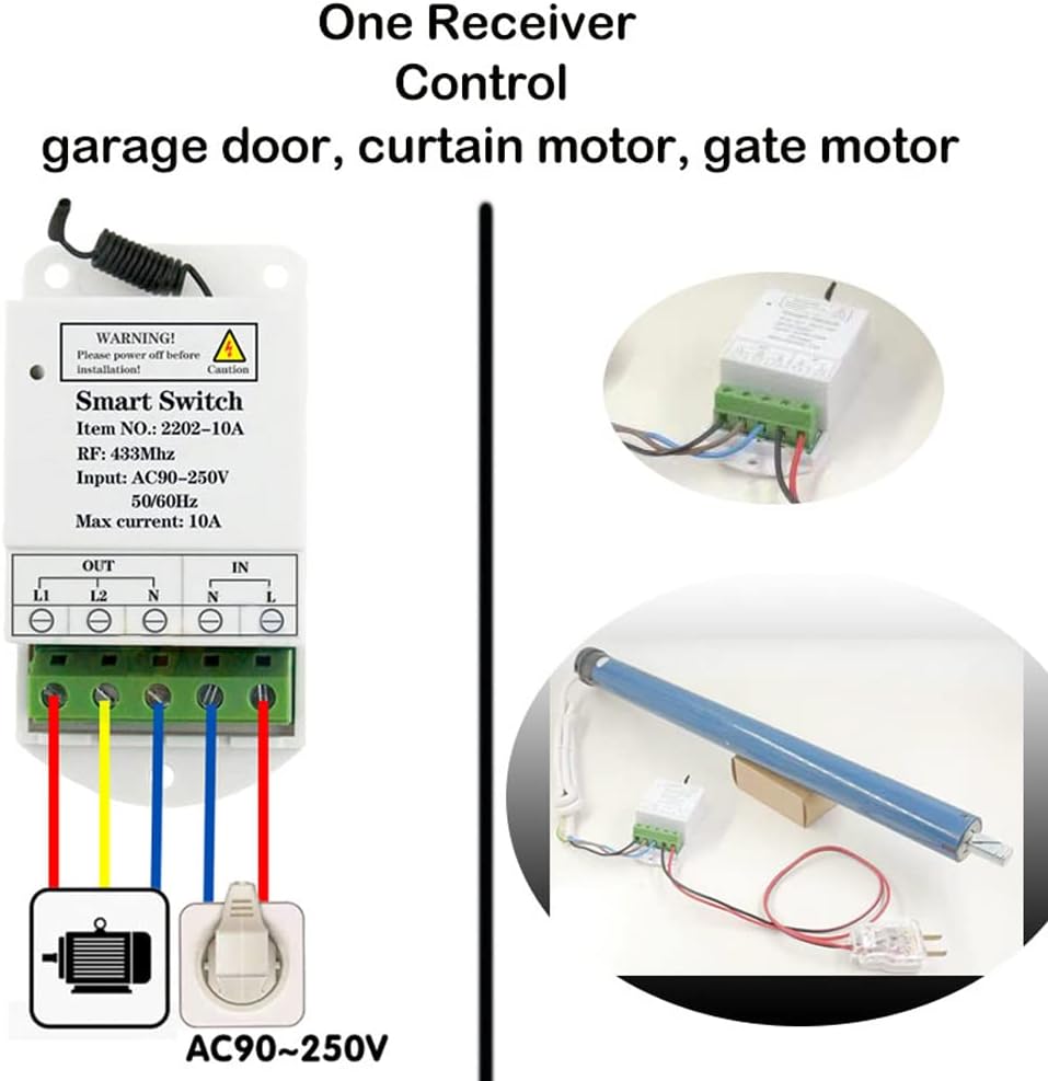 Wiring diagram for controlling a motor with the Qiulaofu Smart Switch.