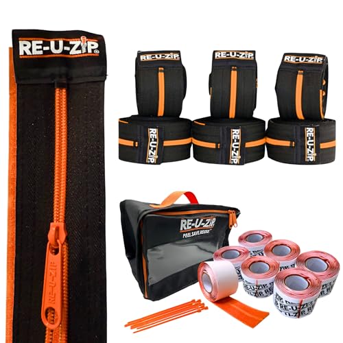 RE-U-ZIP® Heavy-Duty Reusable Dust Barrier Zipper | 6-Pack | Patented Hook & Loop System | Cost-Effective & Reliable | Lockable Safety Feature
