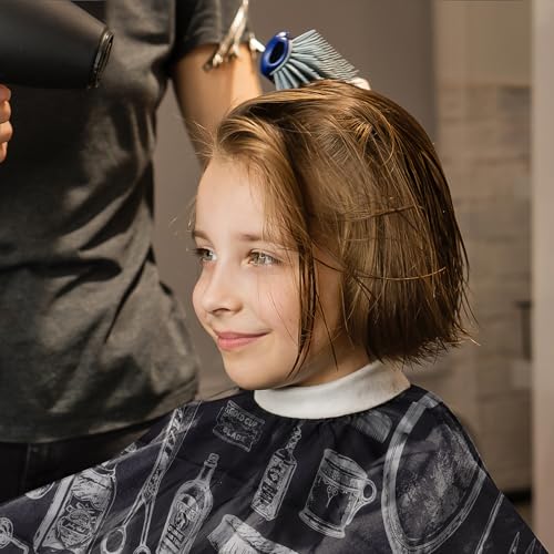 NICEMOVIC Capa de barbeiro para corte de cabelo para homens e mulheres crianças com escova de espana