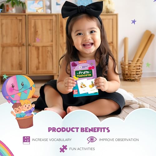 Image of SPARTAN KIDS Fruits Flash Cards for Kids | 27 Early Learning Flash Cards for 1 + Year Old Baby Easy & Fun Way of Learning for Cognitive Skills | Learning Toys for 2+ Year Old Girl and boy