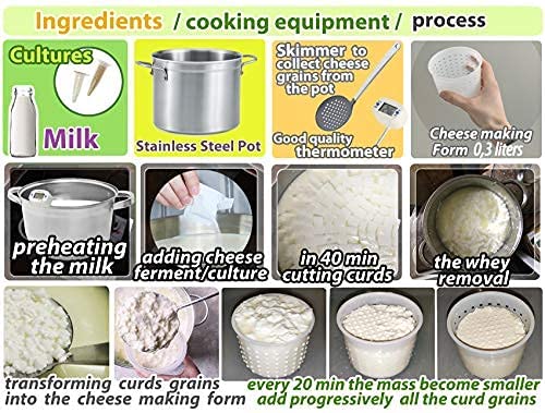 16 Pcs Cheese Mold + Thermometer - Cheesemaking Kit - Cheese Form - Press Strainer - Cheese Molds № 5 #TOP6