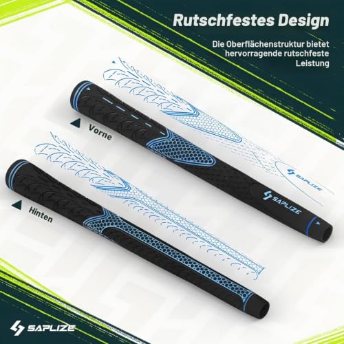 SAPLIZE Golfgriffe Blau 13er-Set mit komplettem Regripping-Kit, übergroß, Golfschlägergriffe aus Gummi