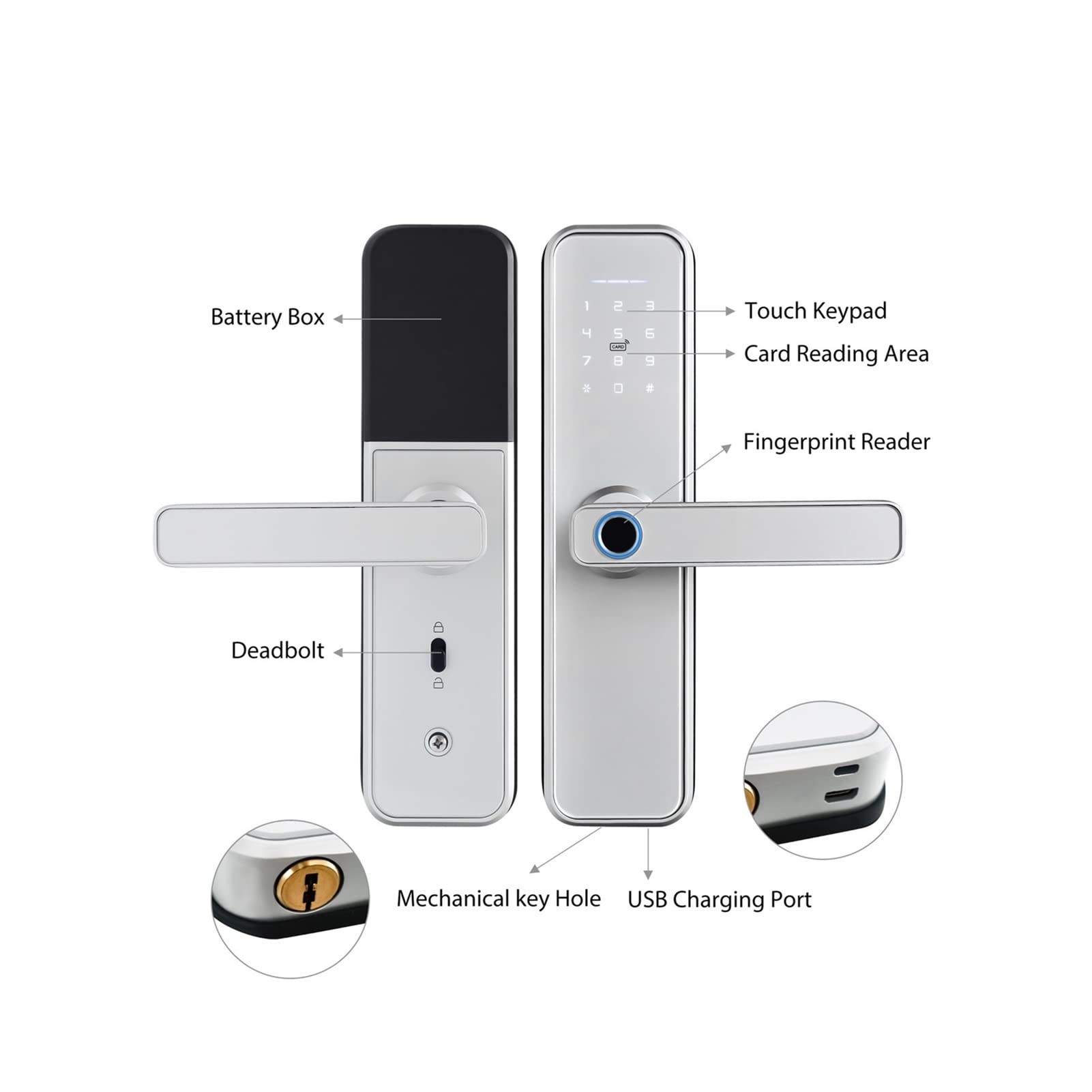 WIFI Serrure de porte intelligente Cerradura Inteligente, mot de passe du clavier tactile, empreinte digitale avec verrou de porte numérique Fechadura(3585 sliding mortise)