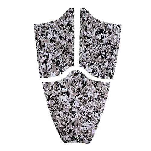 MonkeyJack Self Adhesive Diamond Grooved Non-slip EVA 9Pcs Full Deck Traction Pad + 4Pcs Dog Traction Grip Mat Tail Pads for SUP Surfboard Paddleboard Longboard - Grey white camo