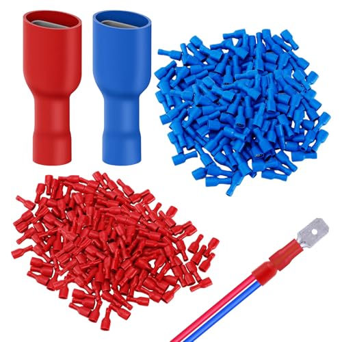 Image of 120 PCS Female Fully Insulated Crimp Spade Connector Set,Include 60 Blue 6.3mm 14-16AWG Wire Cable Electrica,60 Red 16-22AWG Wire Cable Electrica,Safe wiring