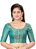 Madhu Fashion Women's Polyester Elbow Length Sleeves Readymade Saree Blouse (Mf1913) 36 Rama Green