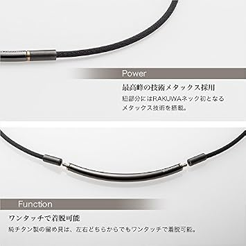 Phiten Necklace RAKUWA Neck Metax Round Stiff Shoulder 15.7 inch 40 cm (Silver/Black 50cm)